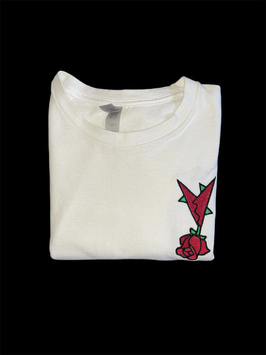 Embroidered Unisex White Long Sleeve Tee